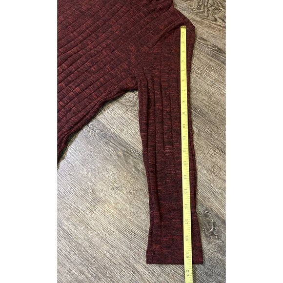 American Eagle Ribbed Mock Neck Dress Heather Burgundy Keyhole Back Size S/P - Picture 5 of 9